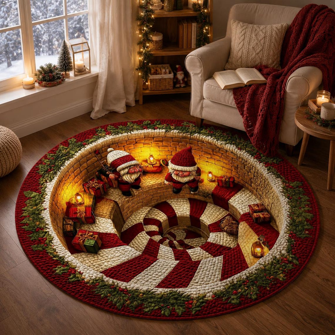 Christmas 3D Illusion Rug, Santa Gnome Round Area Rug, Candy Cane Spiral Floor Mat, Holiday Living Room Decor, Xmas Gift 32452776-2138-4d04-aaef-9a5917e49d3d-4.jpg