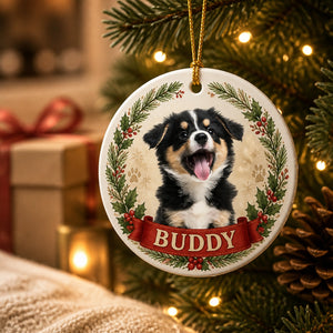 Custom Pet Photo Ornament – Winter Wreath Name Banner - Personalized Ornament 3262df8c-0d3d-4fe3-b1a2-ac3f6046b5cd.jpg