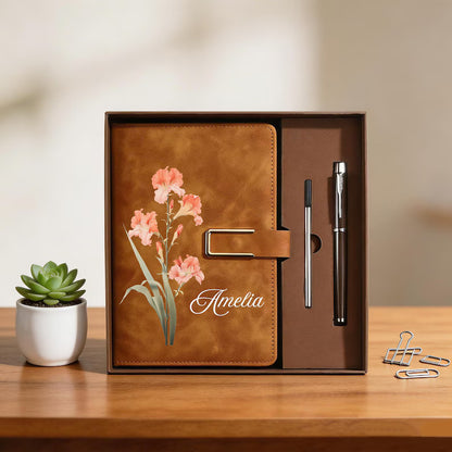 Personalized Birth Flower Notebook & Pen Set, Custom Name Leather Journal Gift, Birth Month Flower Journal for Women, Birthday/Teacher Gift 3265af31-4850-4c2b-966f-d8e63e7b6a1e-ccccddadassdas-2-.jpg