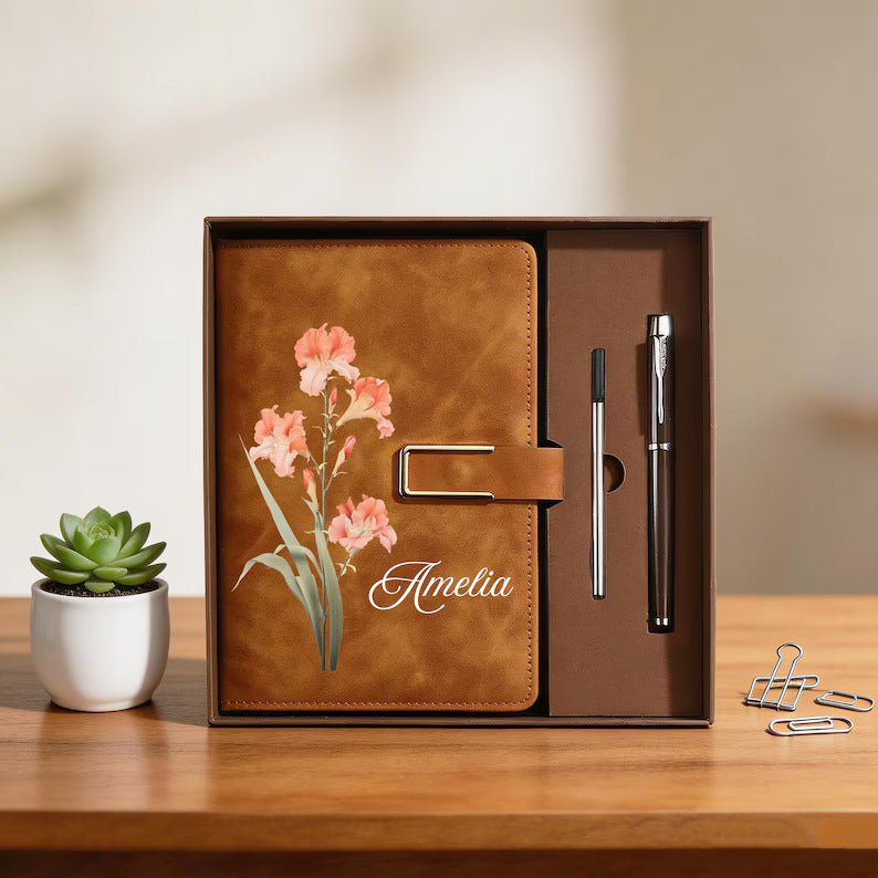 Personalized Birth Flower Notebook & Pen Set, Custom Name Leather Journal Gift, Birth Month Flower Journal for Women, Birthday/Teacher Gift 3265af31-4850-4c2b-966f-d8e63e7b6a1e-ccccddadassdas-2-.jpg
