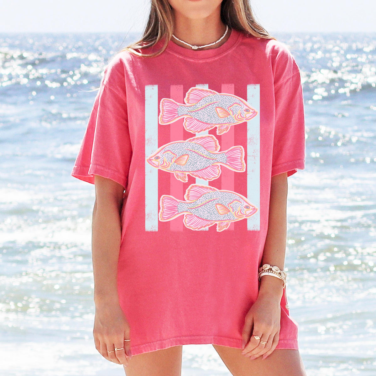 Comfort Colors Fish Stripes Shirt - Coastal Beach Summer Trendy Pink Preppy Trending Stripes - Summer Vibes T-Shirt - Cute Boho Summer Tee 32755f25-76a7-489e-9bd5-f4ec0c4c53af-7.jpg