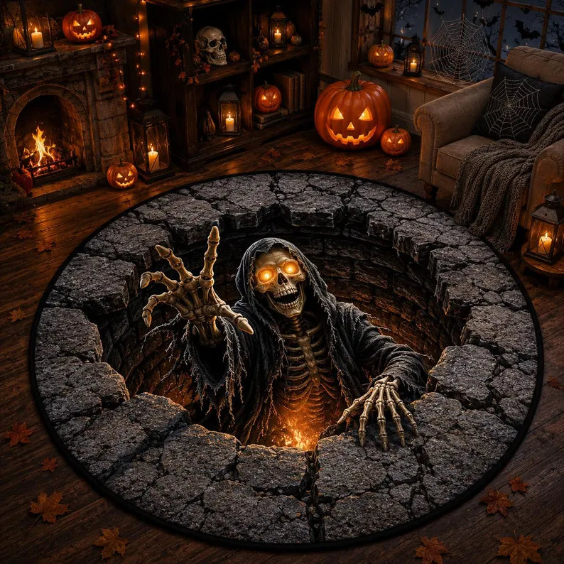 Halloween Skeleton Rug, 3D Illusion Grim Reaper Round Rug, Scary Skull Floor Mat, Spooky Halloween Decor, Horror Room Decoration 327a425e-4eb8-4625-a604-478e5642e80a-il_794xN.8482543023_gymh.webp