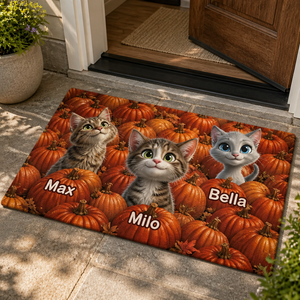 Pumpkin Patch Cats Personalized Doormat – 1–3 Pet Photo Cartoon Portraits - Personalized Doormat 327c5407-cd4c-459b-998f-18f09fb990b4.png