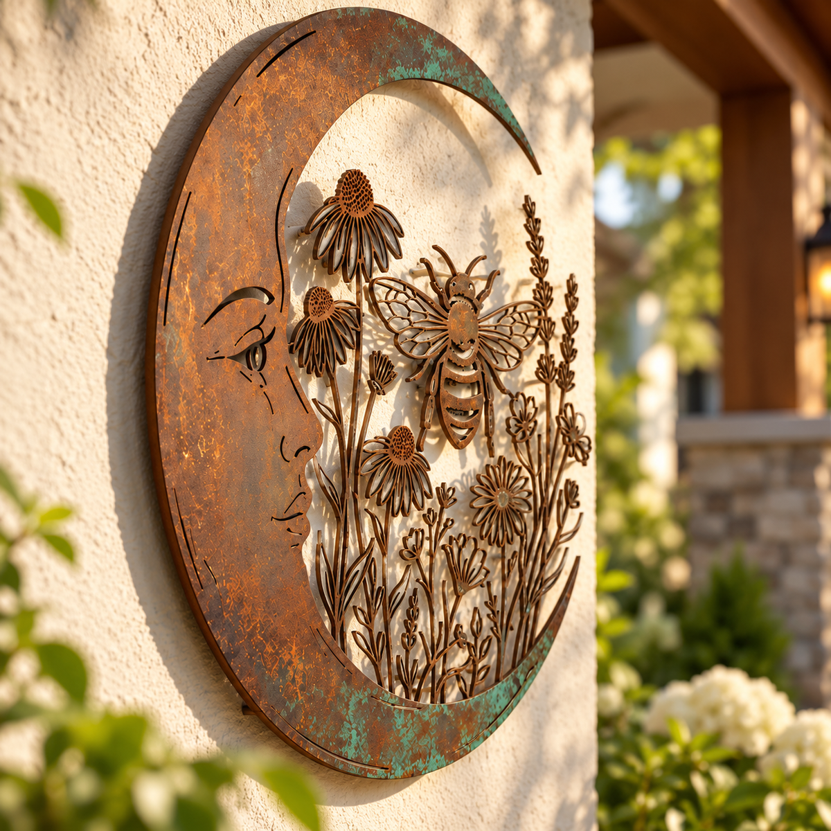 Crescent Moon Bee Wall Decor, Wildflower Garden Art, Rustic Outdoor Metal Sign 329c2af6-5333-4fcf-8199-7ede19f0b493-ca51f2eb-33e3-4781-b2ee-7526169f3a7d.png