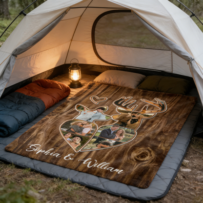 Personalized Couple Deer Hunting Memories Collage Blanket Deer Hunting Gifts For Couple