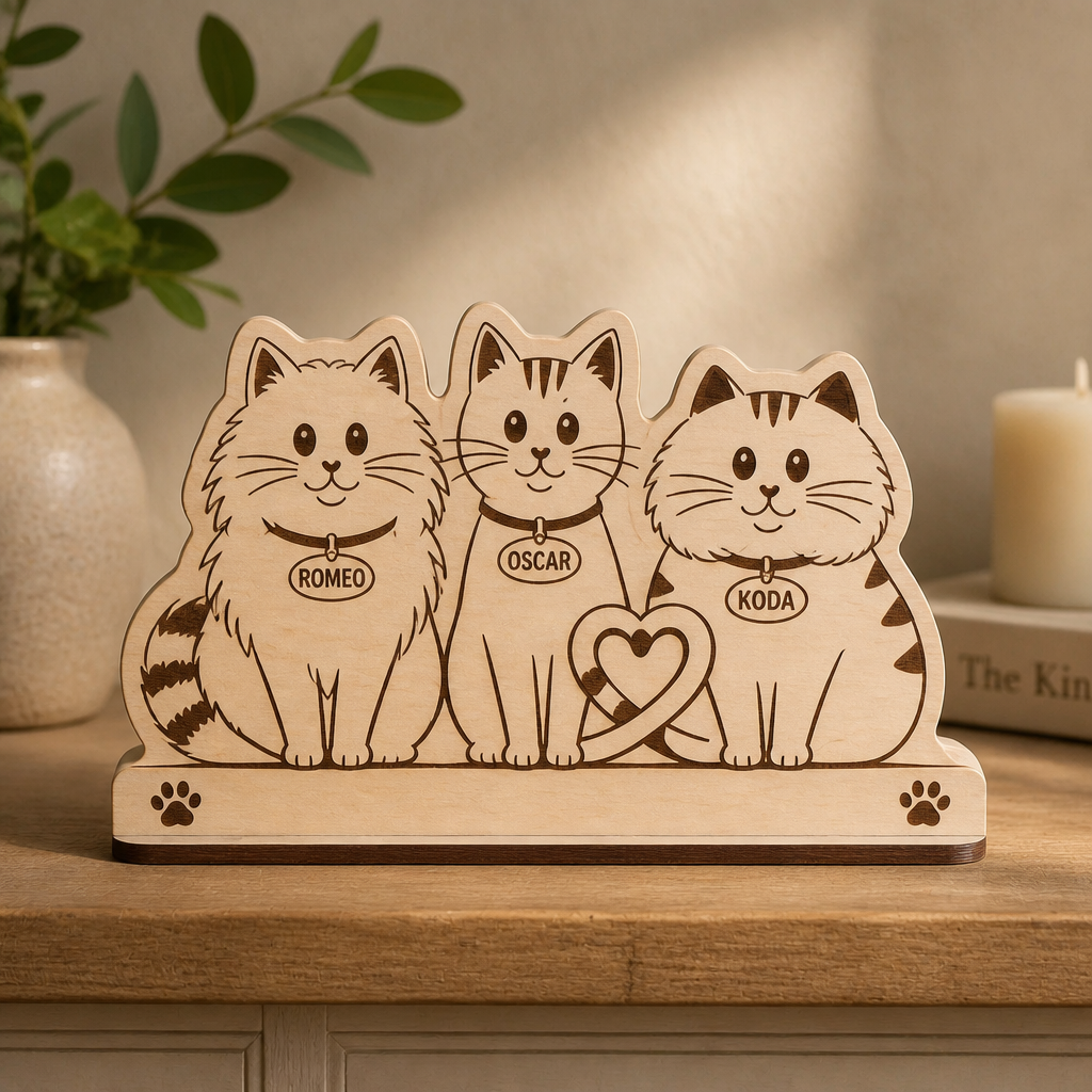 Engraved Cat Family Standing Wooden Plaque – 3 Pet Names - Personalized Wooden custom shape Standing 2 layer (5mm) 32a89c5d-f41d-4887-b84d-dae95d9d6853.png