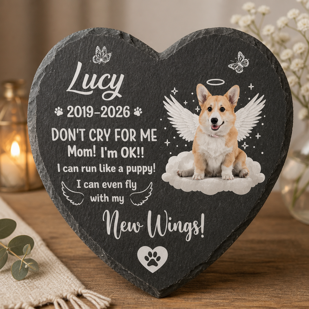Pet Memorial Heart Slate – New Wings Photo & Name - Personalized Slate Memorial Stone 32be2904-f0b8-4237-9610-52e5a867c658.png