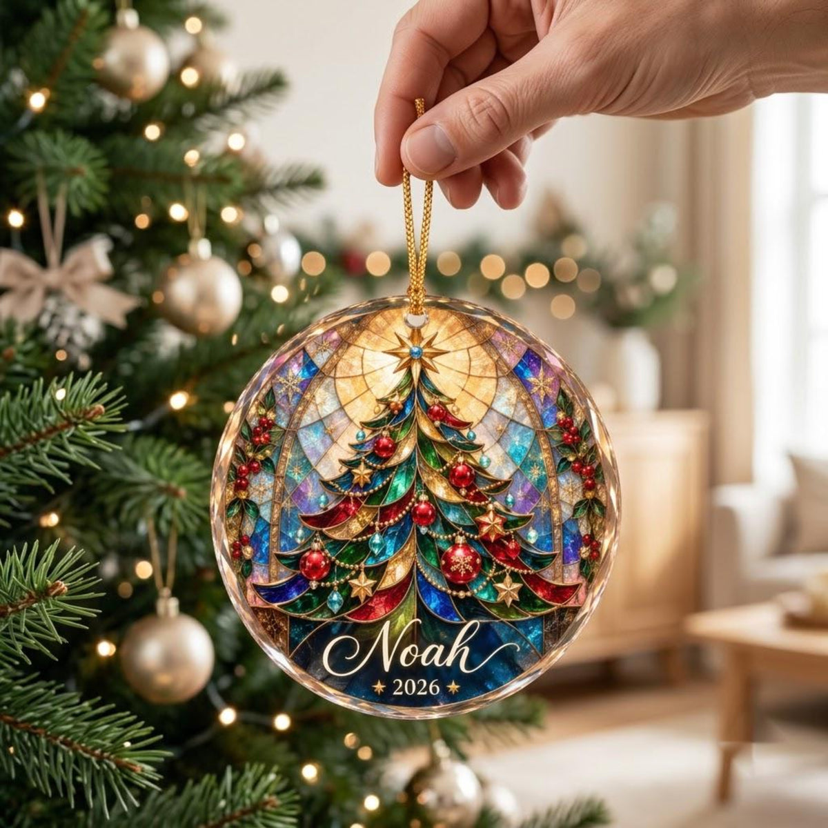 Custom Name Glass Christmas Ornament, Stained Glass Style Christmas Tree, Personalized Rainbow Holiday Decoration 2026 32c9286d-459d-4fc1-a376-fe5541907104-3.jpg