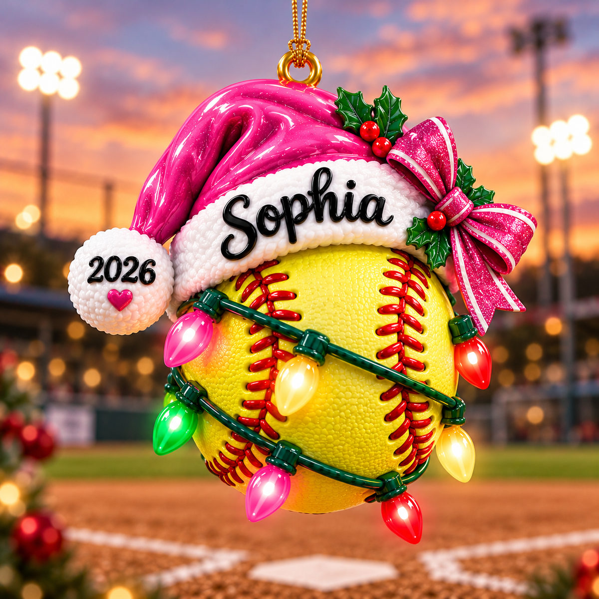 Personalized Softball Christmas Ornament – Custom Name & Year 3D Relief Acrylic Ornament, Pink Santa Hat Softball Gift, Softball Player Christmas Gift 2026 32d1337b-c520-40b5-a2a1-bd197c475033-Sophia-s-Festive-Softball-Ornament.png