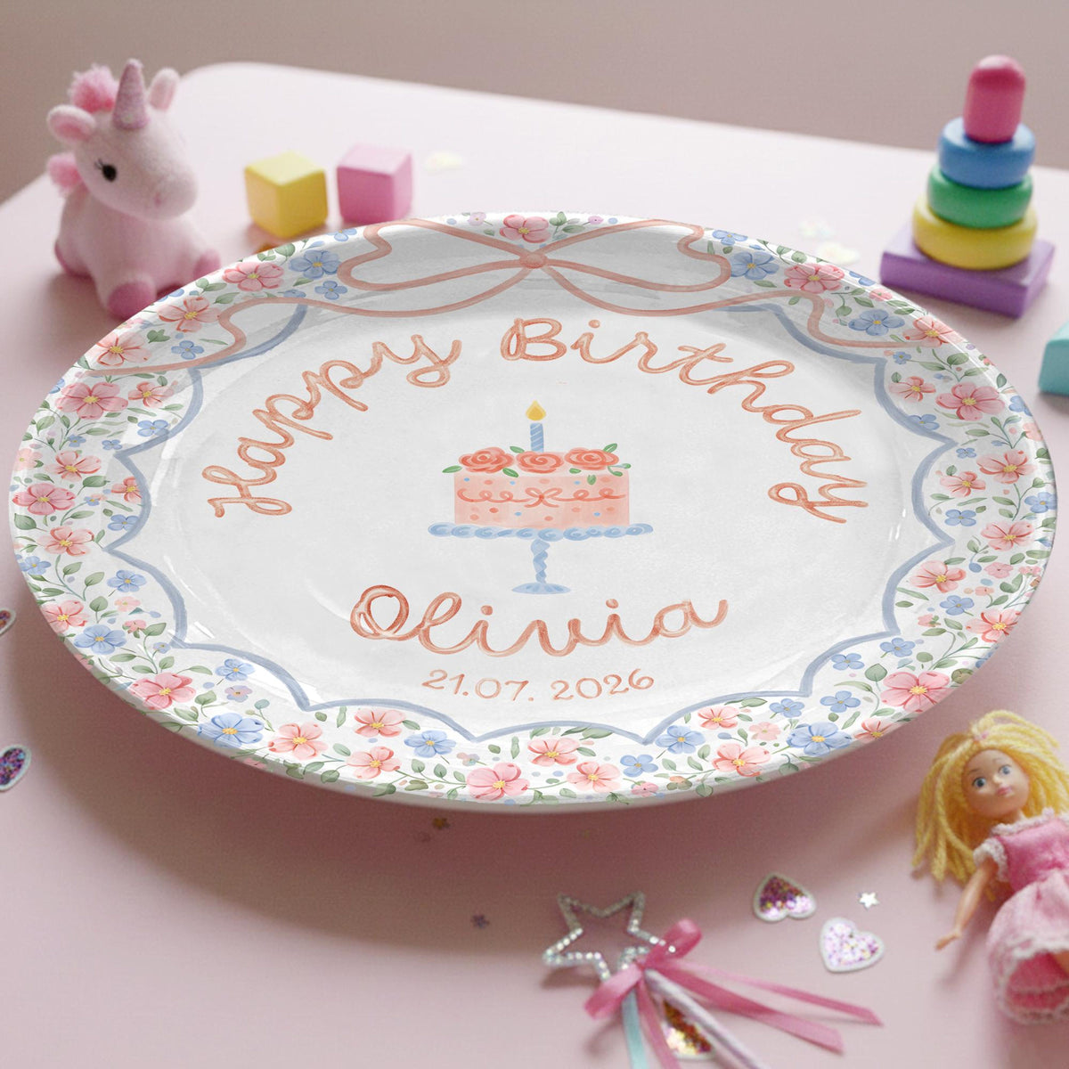 Personalized Birthday Plate for Girl – Custom Pink Cake Plate with Name – Floral Ceramic Keepsake Gift 32d8d76f-4ac1-44f2-83d4-844a176b9e6b-8.jpg