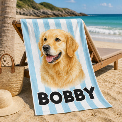 Watercolor Pet Portrait Beach Towel with Name - Personalized Beach Towel 32dc9cce-08bc-4c38-83a3-2ed89e3fe807.jpg