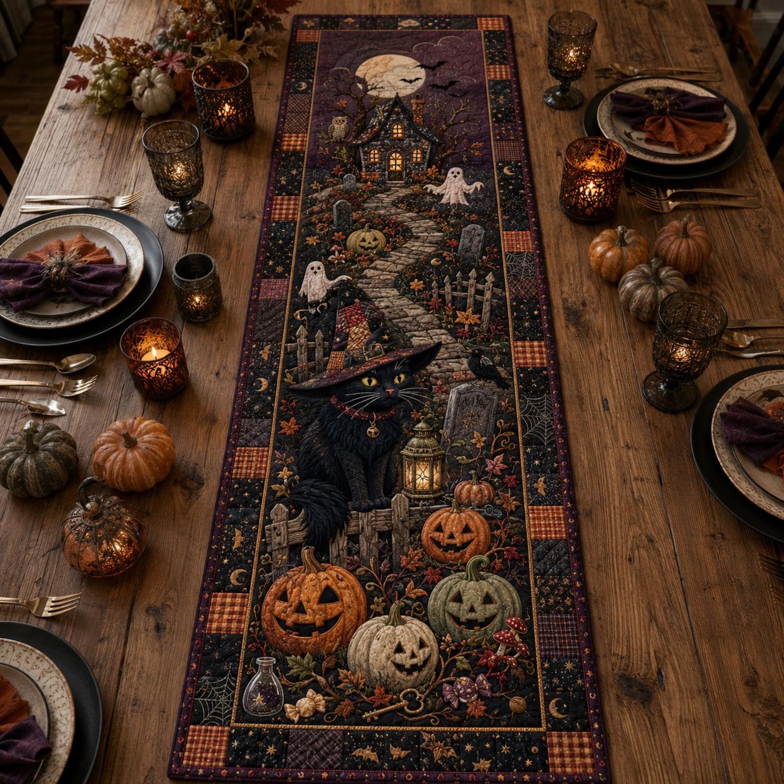 Quilted Halloween Black Cat Table Runner, Spooky Decor 32dcfbf6-3183-493d-9b93-77811bb4581e-banner-1.jpg