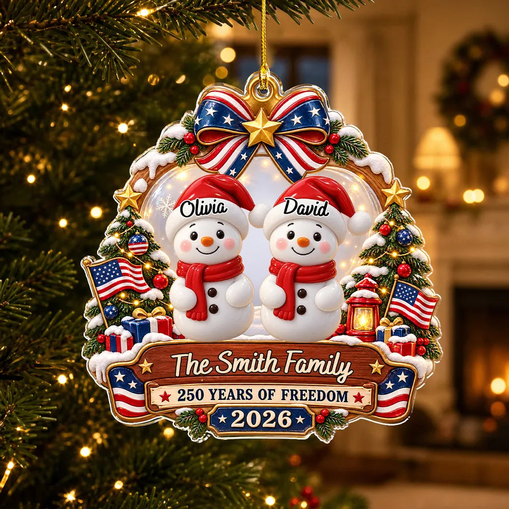 Personalized Patriotic Snowman Family Christmas Ornament 2026, Custom Family Names, America 250th Anniversary Keepsake, Christmas Gift for Family 32e0e6cf-358e-4453-8d3d-df5aa6d1c1fc-banner-3.webp