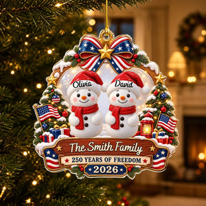Personalized Patriotic Snowman Family Christmas Ornament 2026, Custom Family Names, America 250th Anniversary Keepsake, Christmas Gift for Family 32e0e6cf-358e-4453-8d3d-df5aa6d1c1fc-banner-3.webp