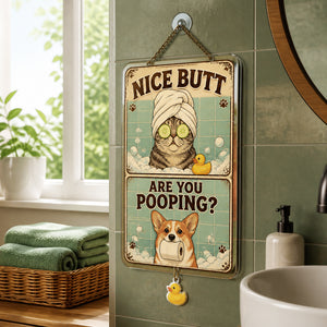 Funny Bathroom Pet Metal Sign – Nice Butt / Are You Pooping? (retro illustrated) - 1 Layered Suncatcher with Charm 330b01fc-62a3-45f6-84af-b4ce91911d11.jpg
