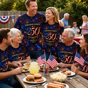 Custom Family American 250th Anniversary 1776 - 2026 3D Shirt, Family Matching Patriotic Crew Shirt, Gift for Dad, Mom, Patriotic Shirt