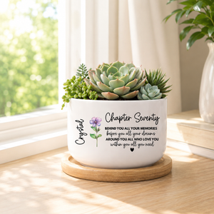 70th Birthday Gifts For Women, Personalized 70th Birthday Flower Pot Gift, Custom Name Chapter 70 Planter