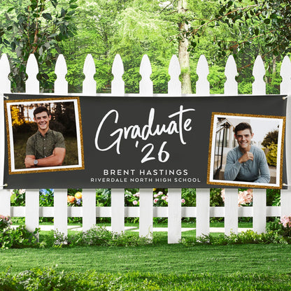 Personalized Graduation Photo Banner, Class of 2026 Party Decor, Graduation Party Decor