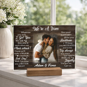 We're a Team Custom Photo Wood Photo Print Stand Gift For Couple