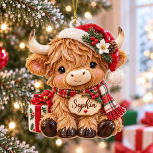 Personalized Highland Cow Christmas Ornament, Cow Farm 3D Relief Acrylic Ornament, Cute Cow Xmas Tree Decor Gift, Highland Cow Santa Decor 3342a88b-8638-4707-ac12-24470d2fa69f-hghjyhnj-1-.webp