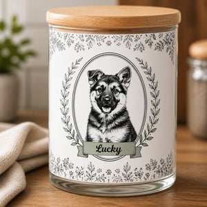 Botanical Cameo Pet Treat Jar - Personalized Glass Storage Jars 334ae17f-bece-45df-b324-2403a279a8d9.jpg