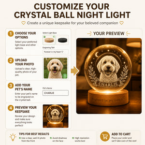 Pet Memorial Crystal Ball Night Light – Photo Engraved with Name, "Forever in my heart" - Personalized Crystal Ball LED Night Light 334b0dd6-999a-449f-8462-36653c2080aa.jpg