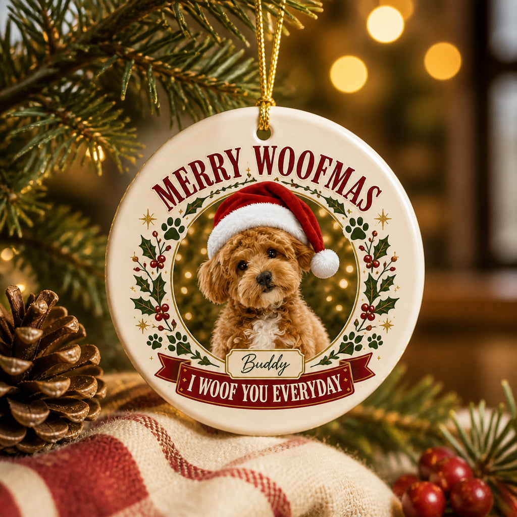 Merry Woofmas Pet Photo Ornament – I Woof You Everyday - Personalized Ornament 335c78b5-6a06-4c45-a347-c1f5cfcc10ee.jpg
