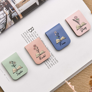 Personalized Birth Flower Magnetic Bookmark, Custom Name Leather Bookmark, Birthday Gift For Book Lover 336d14c0-f8d4-41ff-9bce-34cbc1790e10-3.png