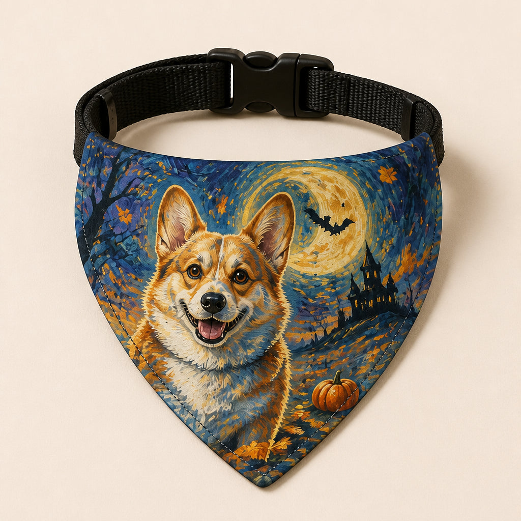Custom Pet Portrait Halloween Night Sky Bandana - Personalized Pet Bandana Collar With Adjustable Buckle 3372c5bb-76bf-46b2-bc96-a7410381017f.jpg