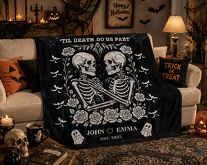 Skeleton Couple Till Death Blanket, Personalized Skeleton Lovers Wedding Blanket, Spooky Goth Couple Halloween Gift, Valentines, Anniversary 33759c4d-722e-45e1-8b1c-2756420aa99b-9999c447-d17e-4c98-8dfa-d8aacd40a709.png
