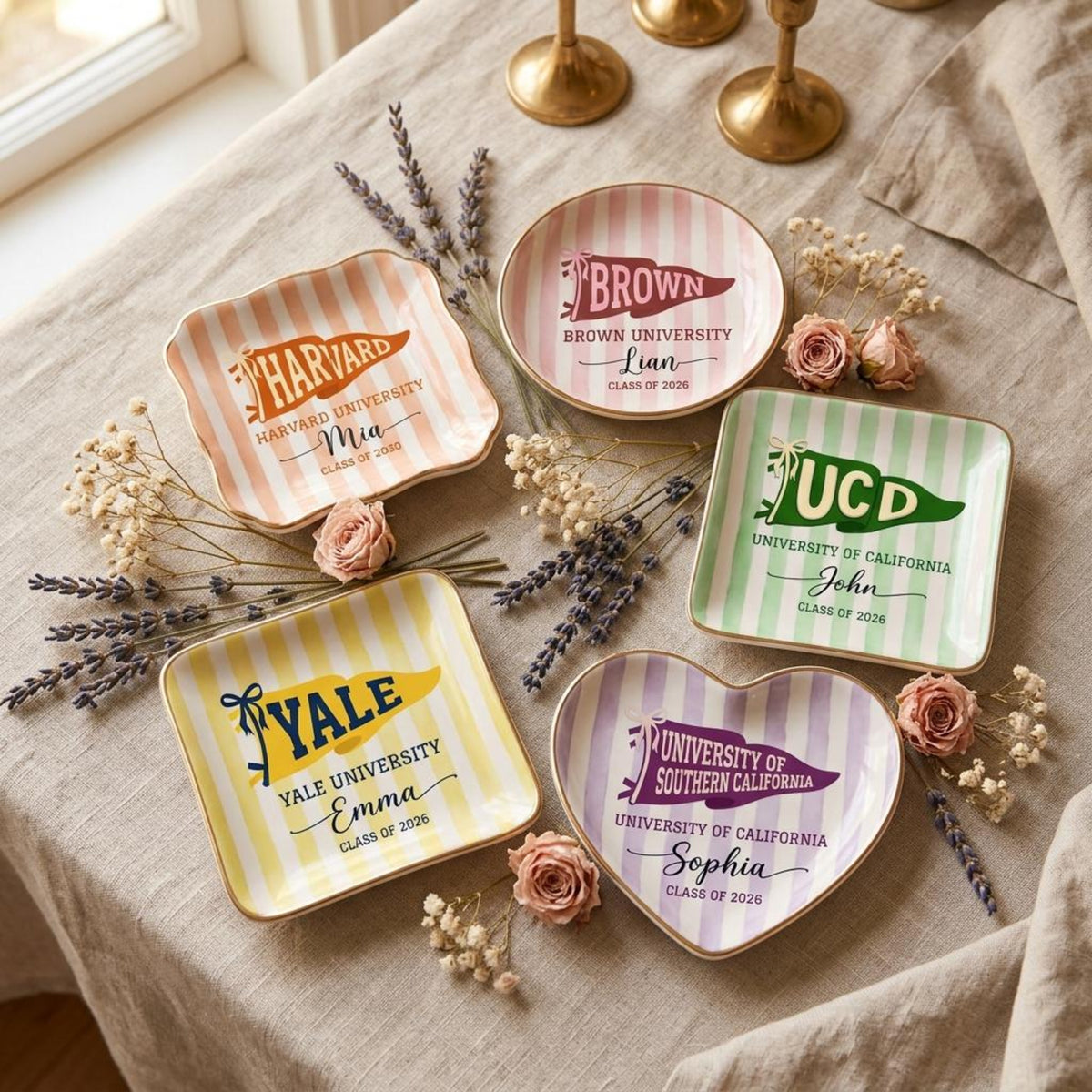 Personalized School Pennant Flag Ring Dish, Custom Graduation Jewelry Dish, College University Graduation, Class of 2026, Gifts For Her 337e6393-b25f-4e6c-b965-f0dbb3afa193-6.jpg