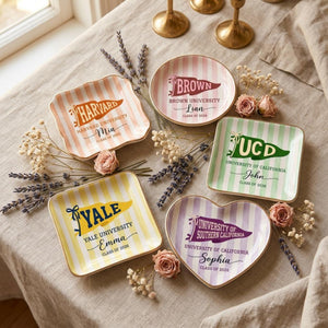 Personalized School Pennant Flag Ring Dish, Custom Graduation Jewelry Dish, College University Graduation, Class of 2026, Gifts For Her 337e6393-b25f-4e6c-b965-f0dbb3afa193-6.jpg