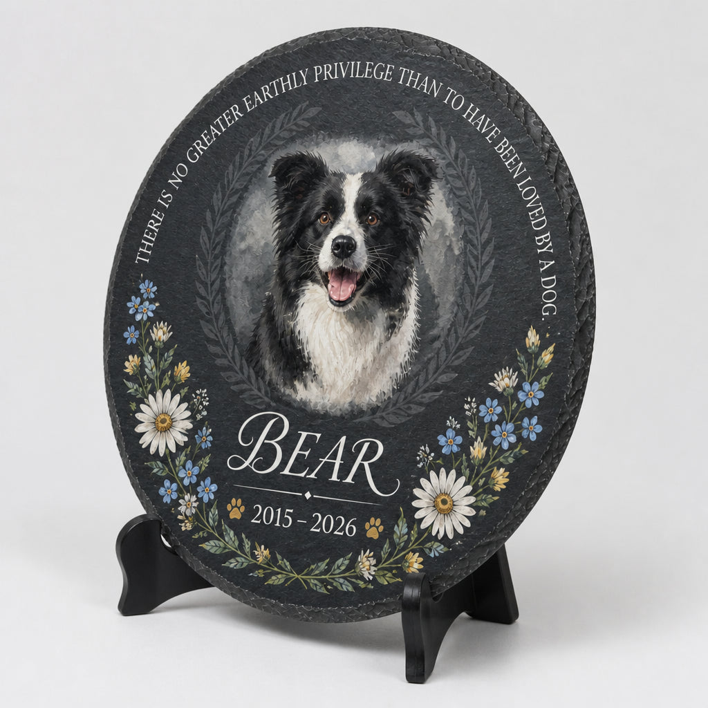 Loved By A Dog - Personalized Pet Memorial Stone (Photo, Name & Years) - Personalized Memorial Stone 33810b5b-d0d7-4390-b38a-3017fe02358b.jpg