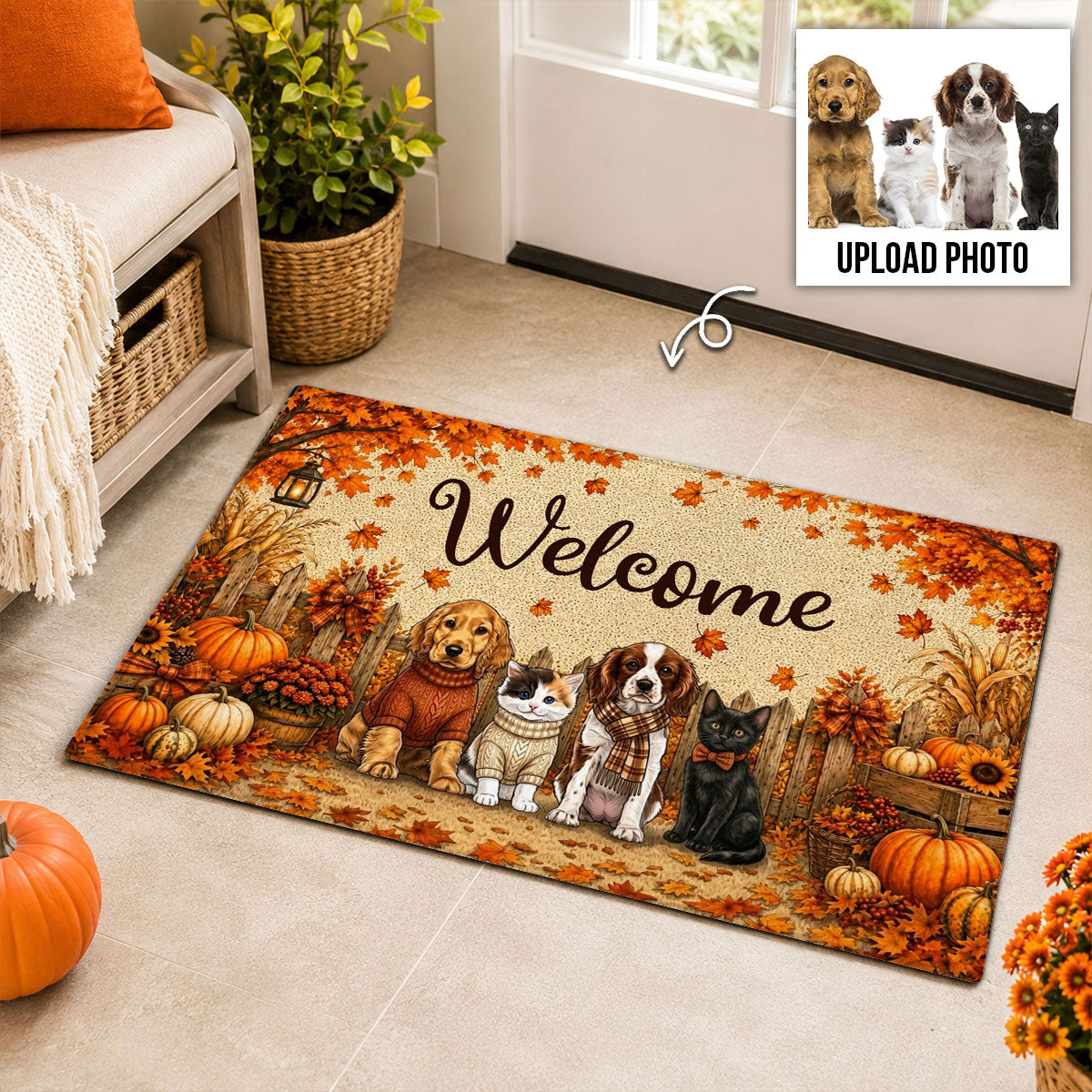 Vintage Dog Cat Hello Fall Photo Upload - Personalized Garden Flag - Fall Season Gift For Dog Mom, Cat Mom 3387d6aa-834c-48e9-a0a3-e396ae3e3da1-6.jpg