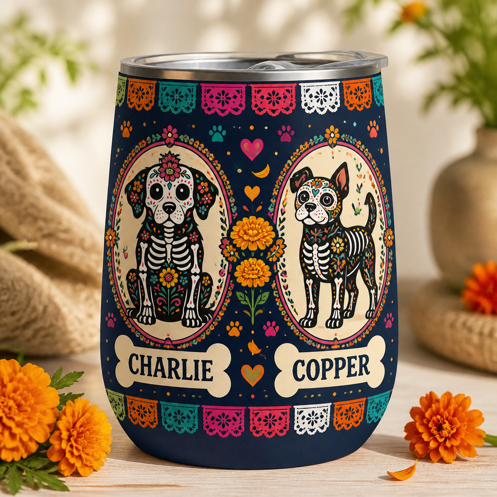 Sugar Skull Dogs Wine Tumbler – Personalized Pet Names - Personalized Wine Tumbler 3392a0b2-14f6-48f8-9990-fe038dfe3ec5.png