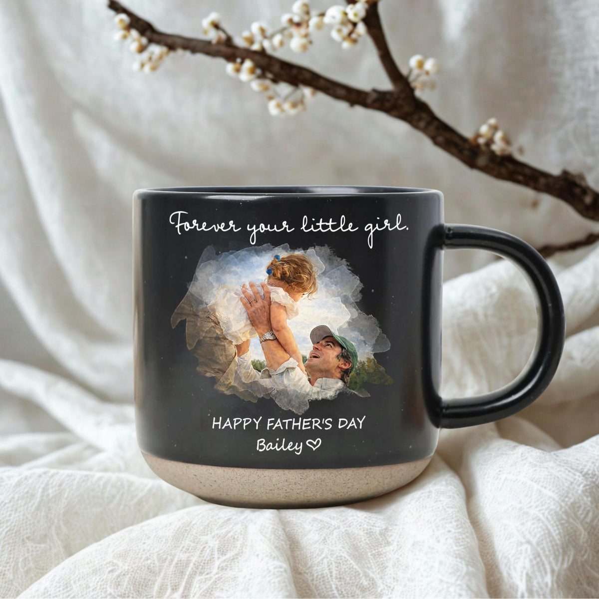 Custom Dad Mug Watercolor Portrait Coffee Cup, Fathers Day Gift From Wife & Daughter, First Father's Day, Dad Birthday, Mug Gift for Dad