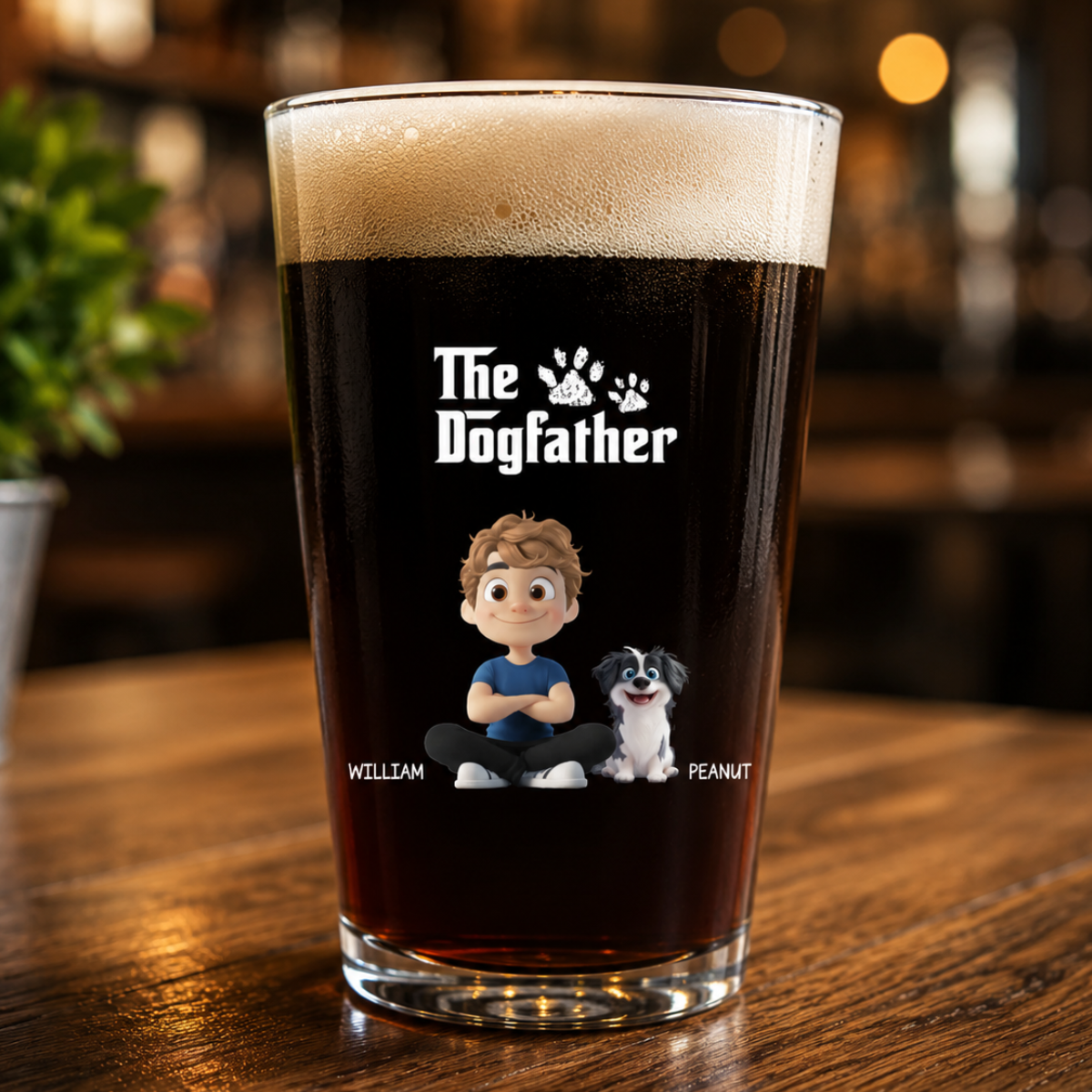 The Cool Dog Father - Personalized Beer Glass - Gift For Dog Owners, Dog Lovers, Father's Day Gift