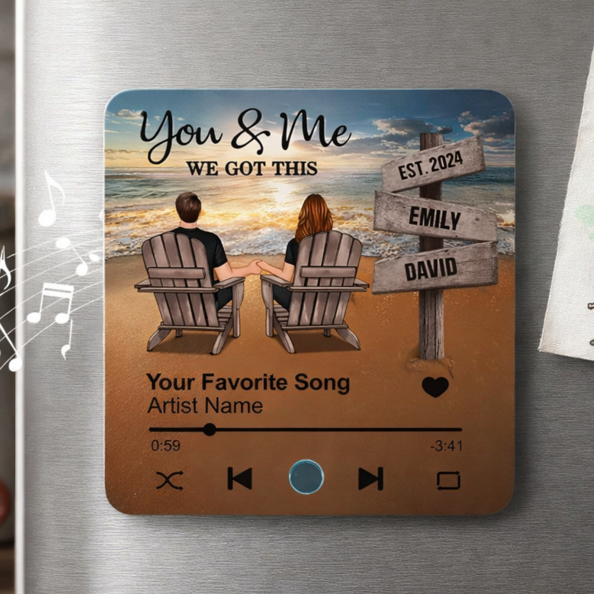 You And Me We Got This Beach Couple - Personalized Music Fridge Magnet - Gift For Couple