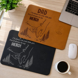 Dad You'll Always Be My Hero - Personalized Wireless Charging Mat - Gift For Dad Grandpa, Father's Day Gift