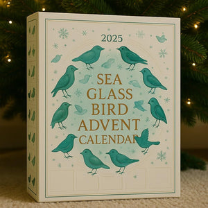 Sea Glass Bird Advent Calendar 2025 with 24 Hanging Ornaments – Countdown Christmas Gift for Bird Lovers, Tree Decor, Holiday Display