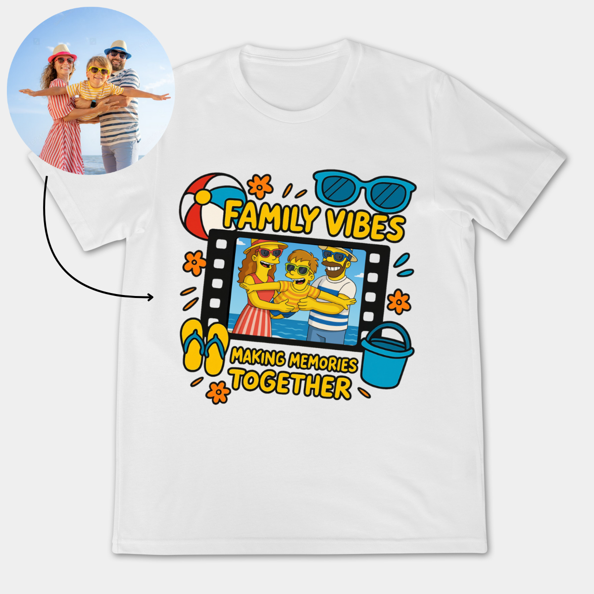 Family Vibes Making Memories Together Simpsonized Portrait Photo - Personalized Apparel - Gift For Family