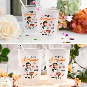 Daddy The Grillmaster - Personalized Plastic Frosted Cup - Gift For Dad, Grandfather, Father's Day Gift