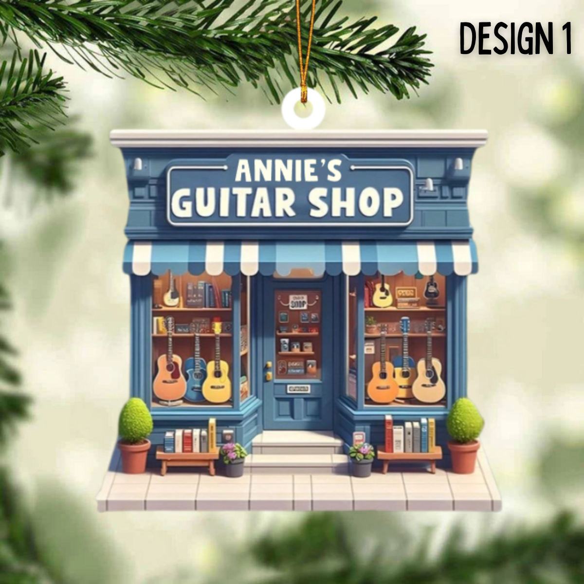 Guitar Shop - Personalized Acrylic Christmas Ornament - Gift For Guitar Shop Owner