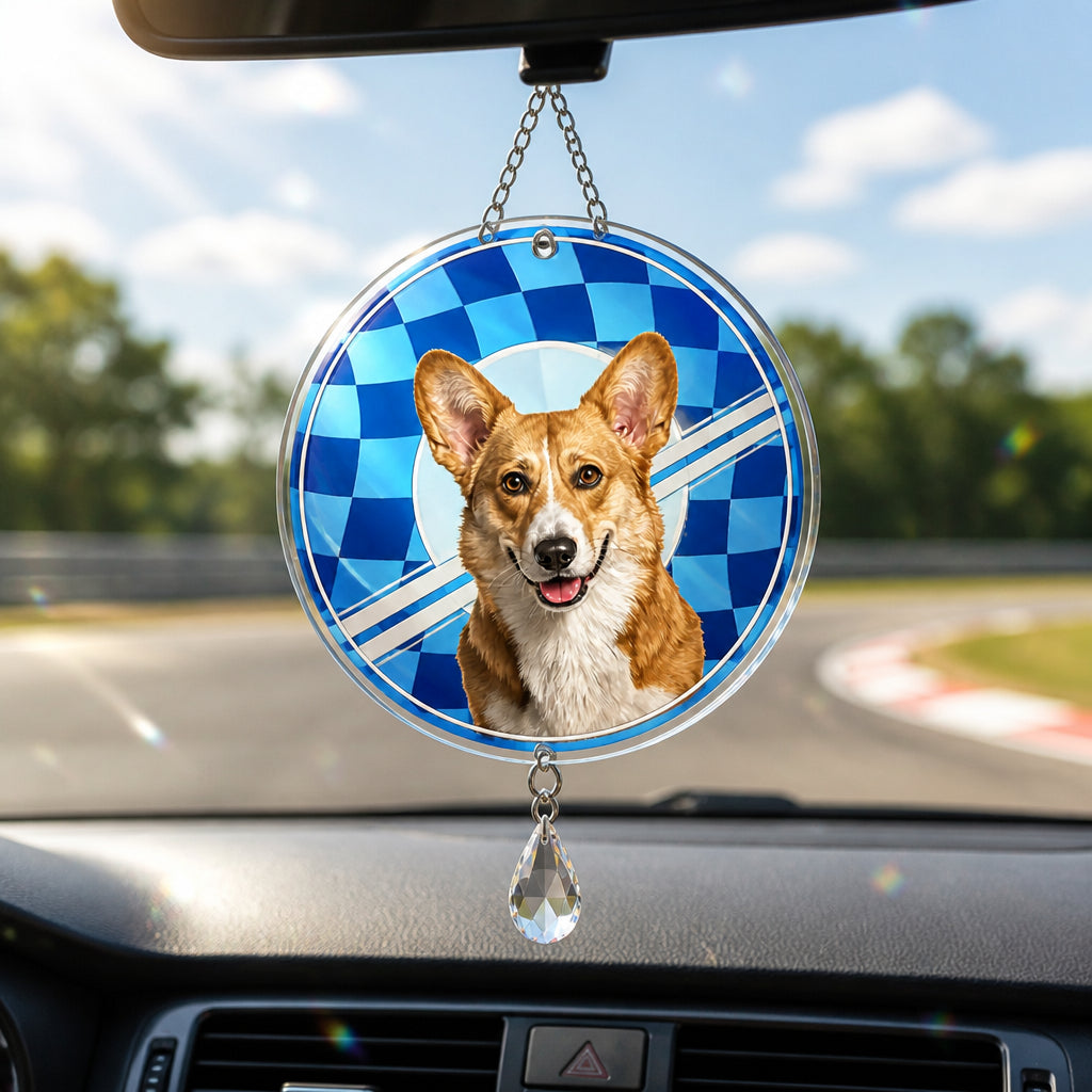 Custom Pet Portrait Racing-Check Metal Sign (License Plate Style) - Personalized 1 Layered Suncatcher with Charm 33c2315f-601b-4ddd-8807-1d7b91edb74a.jpg