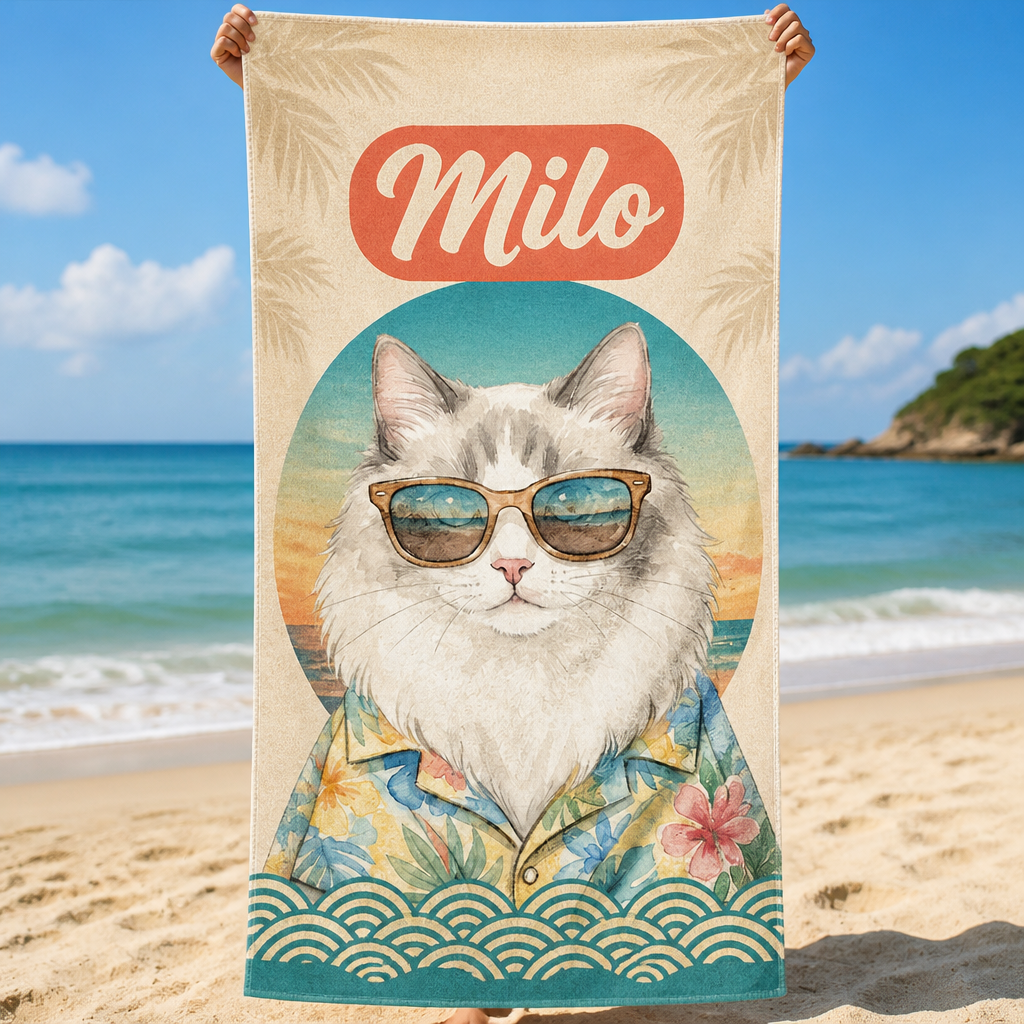 Retro Sun Custom Pet Portrait Beach Towel - Personalized Beach Towel 340e27af-2fca-4f2f-bed7-cba3d3f698c8.png