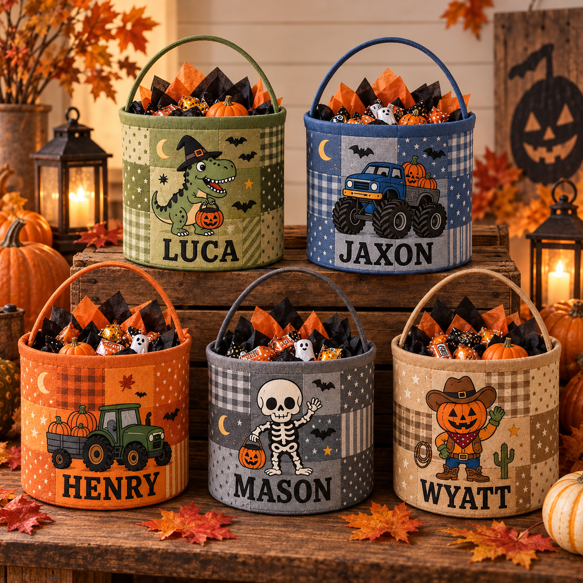 Personalized Halloween Patchwork Bucket, Custom Name Trick or Treat Basket, Skeleton Pumpkin Candy Bucket, Halloween Gift for Kids 341a9c33-2c74-49b3-bbdd-895e69667cde-89f2210d-c450-474a-8595-569e7f45dade.png