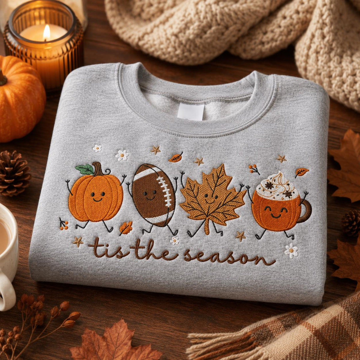 Embroidered Tis The Season Sweatshirt, Cute Fall Pumpkin Football Coffee Shirt, Autumn Leaves Cozy Sweatshirt, Thanksgiving Gift 3422aa5e-a2ec-486a-810e-ae2976589460-5.jpg