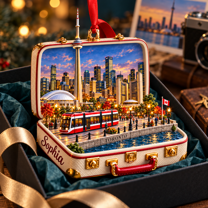 Personalized 3D Toronto Suitcase Christmas Ornament – Toronto Canada Travel Souvenir & Gift for Toronto Lovers 3427d4a7-ae30-4165-b8b6-e8719c9293a0-Toronto-suitcase-ornament-with-CN-Tower-3.png