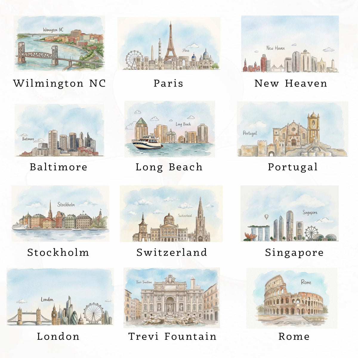 Custom Skyline Ornament l Personalized Engagement Location Gift l Watercolor Landscape Wedding Keepsake 344a71b1-a713-4af4-a5b8-00e5c933e572-6.jpg