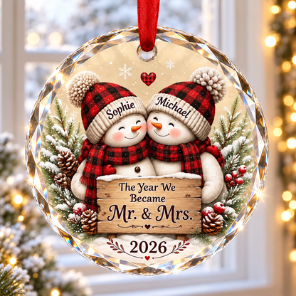Personalized First Christmas Married Ornament, Newlywed Wedding Gift, Our 1st Christmas Mr & Mrs Keepsake 345c3faf-6160-4ec5-b2a8-cb37f6e8e27c-banner-1.png